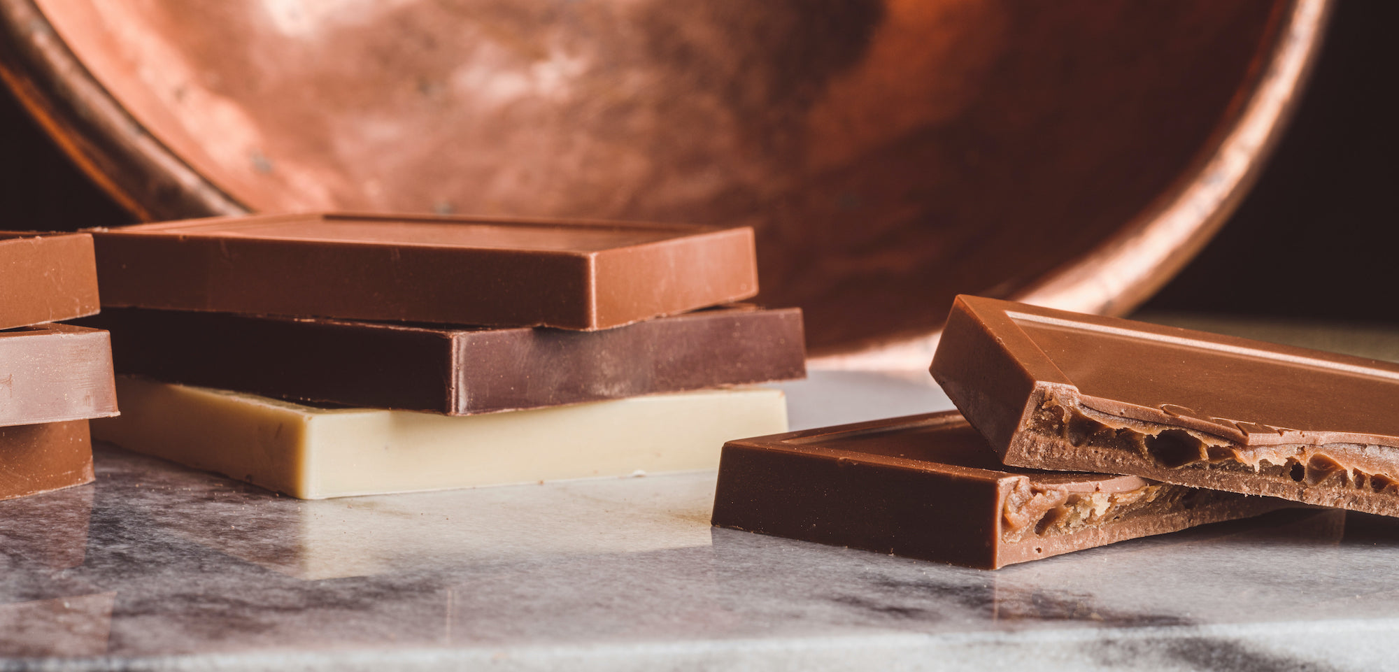 Stacked bars of Stella's Confectionery speciality chocolate