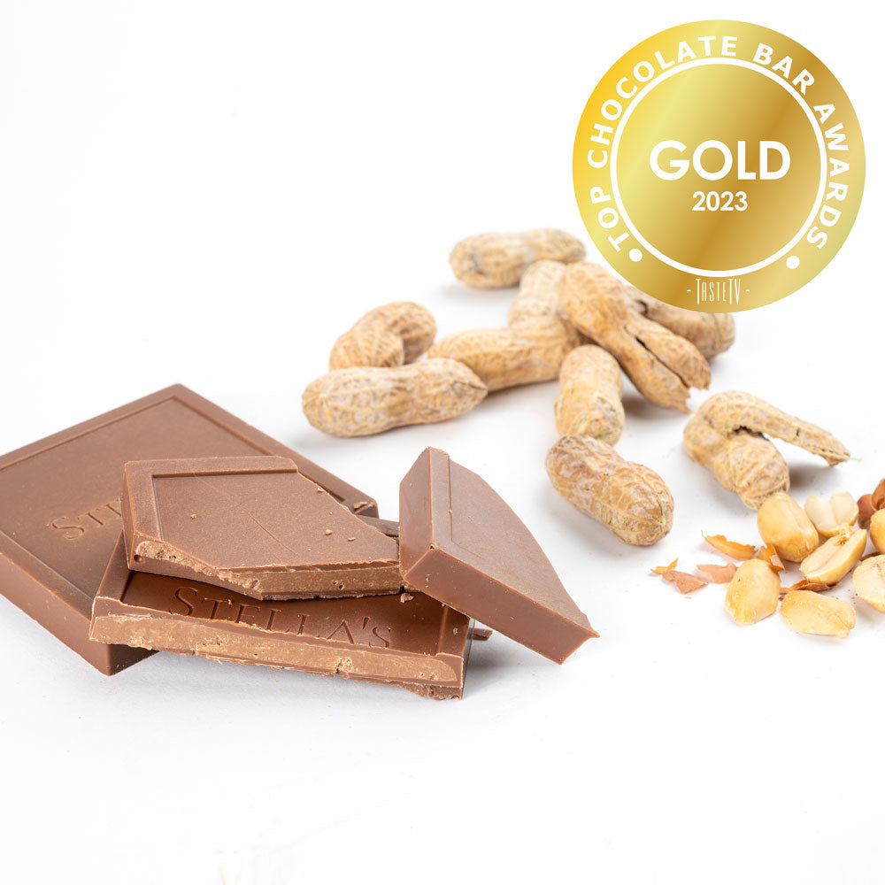 Stella's Confectionery Peanut Butter Melt Chocolate Square with Top Chocolate Gold Award